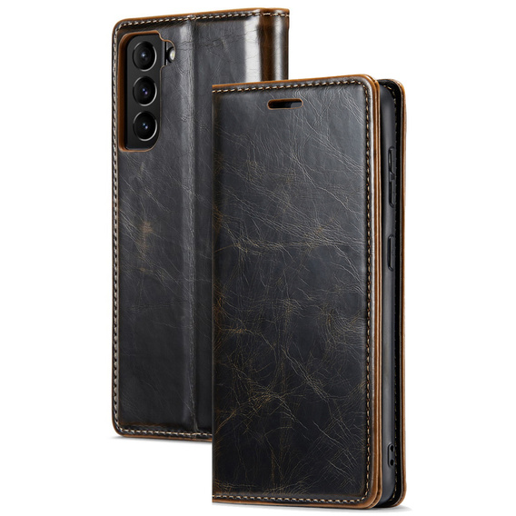 Θήκη με πτερύγιο για Samsung Galaxy S23, ERBORD Waxy Wallet, καφέ
