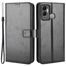 Θήκη με πτερύγιο για Infinix Hot 12 Play 4G, Crazy Horse Wallet, μαύρη