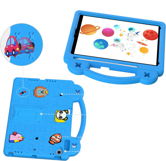 Παιδική θήκη για iPad 10.2" 2021/2020/2019 (9/8/7 gen.) / Air 10.5" 2019 (3 gen.), Cute Patterns, με βάση, μπλε