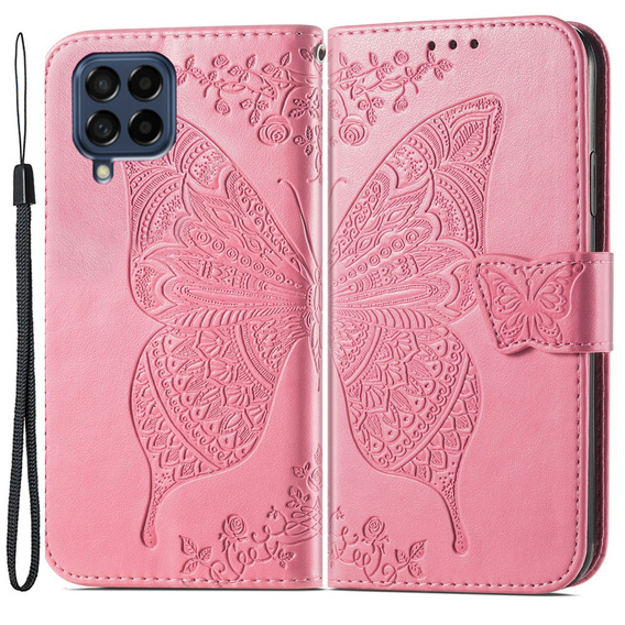 Θήκη με πτερύγιο για Samsung Galaxy M53 5G, Butterfly, ροζ