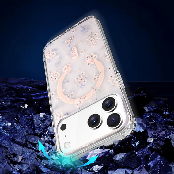 Μαγνητική θήκη με λουλουδάτο σχέδιο λέιζερ για iPhone 17 Pro Max