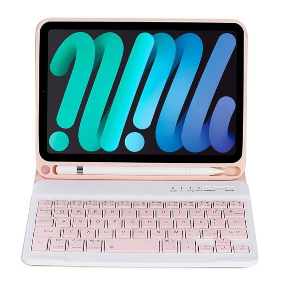 Θήκη με πληκτρολόγιο bluetooth για iPad mini 8.3" 2021 (6 gen.) / iPad mini 8.3" 2024 (7 gen.), ροζ