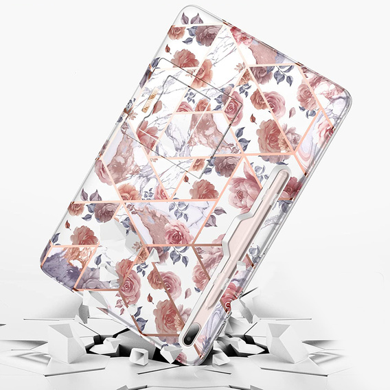 Θήκη για Samsung Galaxy Tab S7 FE, Suritch Full Body Marble, ροζ