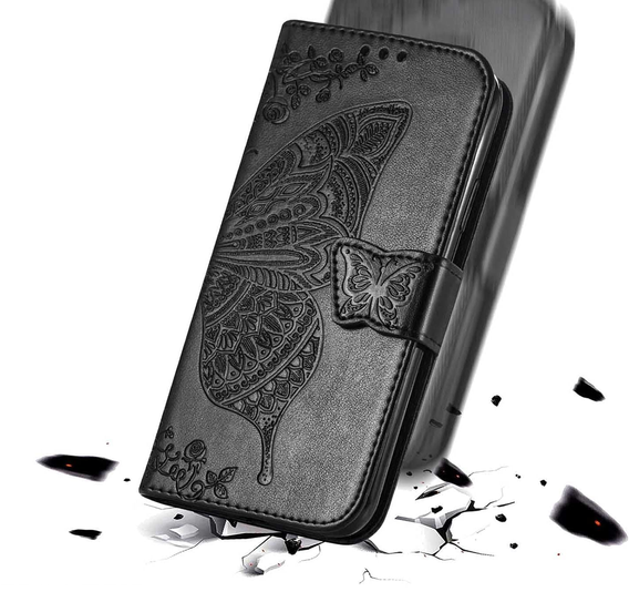 Θήκη με πτερύγιο για Realme 12 Pro 5G / 12 Pro+ 5G, Butterfly, μαύρη