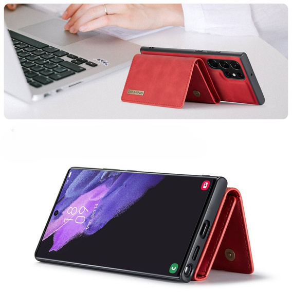 Θήκη για Samsung Galaxy S23 Ultra, DG.MING 2in1, κόκκινη