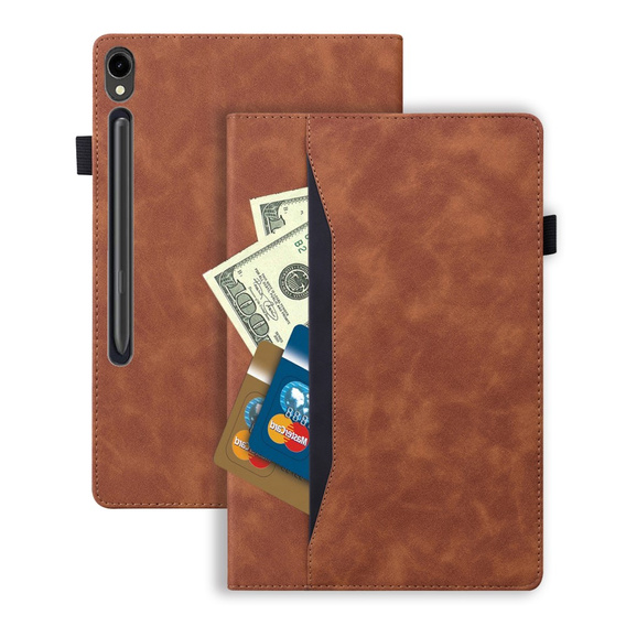 θήκη για Samsung Galaxy Tab S10 FE+ Plus, Classic, με υποδοχή γραφίδας, καφέ
