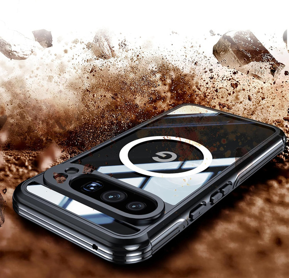 Θήκη για Google Pixel 9 Pro XL, Shockproof, με γυαλί, για MagSafe, μαύρη
