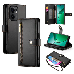 Θήκη με πτερύγιο για Oppo Reno 13F 5G, Wallet Zipper Pocket, μαύρη