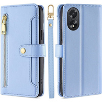 Θήκη με πτερύγιο για Oppo A38 / A18 4G, Wallet Zipper Pocket, μπλε