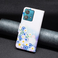 Θήκη με πτερύγιο για Motorola Edge 40 Neo, Wallet, butterfly & flowers, λευκή