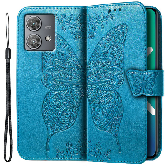 Θήκη με πτερύγιο για Motorola Edge 40 Neo, Butterfly, μπλε