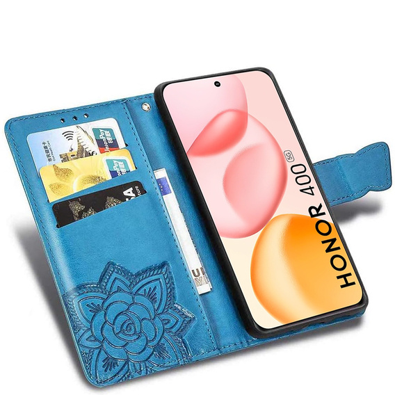 Θήκη με πτερύγιο για Honor 400 5G, Butterfly, μπλε