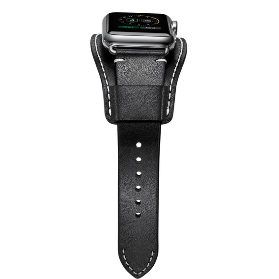 Δερμάτινο λουράκι για Apple Watch 1/2/3/4/5/6/7/8/SE/Ultra 42/44/45/49mm, Μαύρο