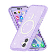Θήκη για iPhone 17, για MagSafe, glitter, ημιδιαφανές μοβ