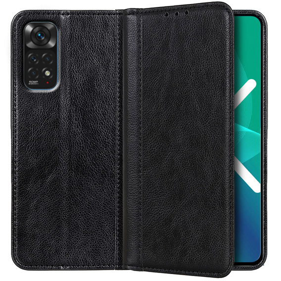 Θήκη για Xiaomi Redmi Note 11/11S, Wallet Litchi Leather, μαύρη