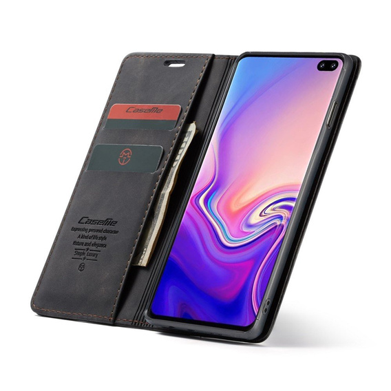 θήκη CASEME για Samsung Galaxy S10 Plus, Leather Wallet Case, μαύρη
