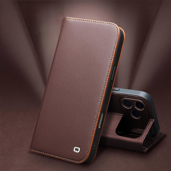 QIALINO δερμάτινη θήκη πορτοφόλι για iPhone 17 Pro Max - καφέ