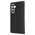 Θήκη με πτερύγιο για Samsung Galaxy S25, Litchi Skin Grain, μαύρη