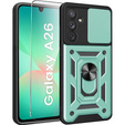 Θωρακισμένη θήκη για Samsung Galaxy A26, CamShield Slide, πράσινη + Μετριασμένο γυαλί 9H