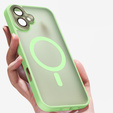 Θήκη για iPhone 16 Plus, για MagSafe, ERBORD Μatt Case, ανοιχτή πράσινη + Γυαλί οθόνης