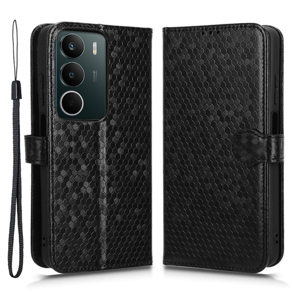 θήκη πτερύγιο για Realme C71, Wallet Rhombus, μαύρη