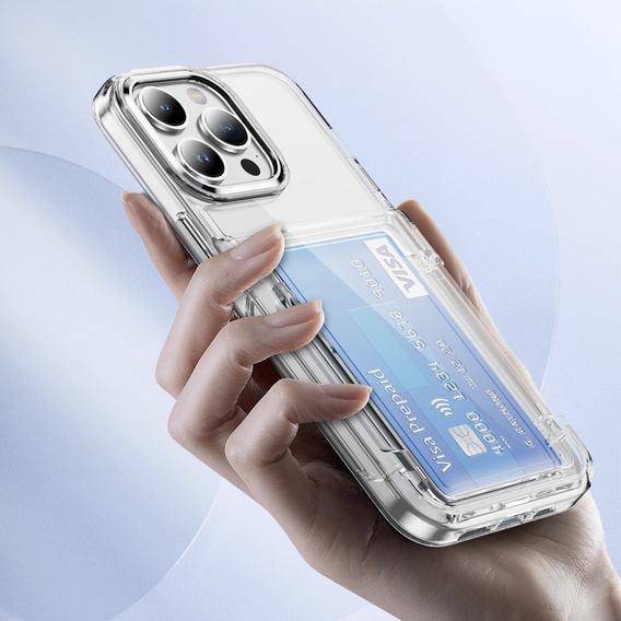 Θήκη για iPhone 16 Pro, Card Holder Kickstand, διαφανής