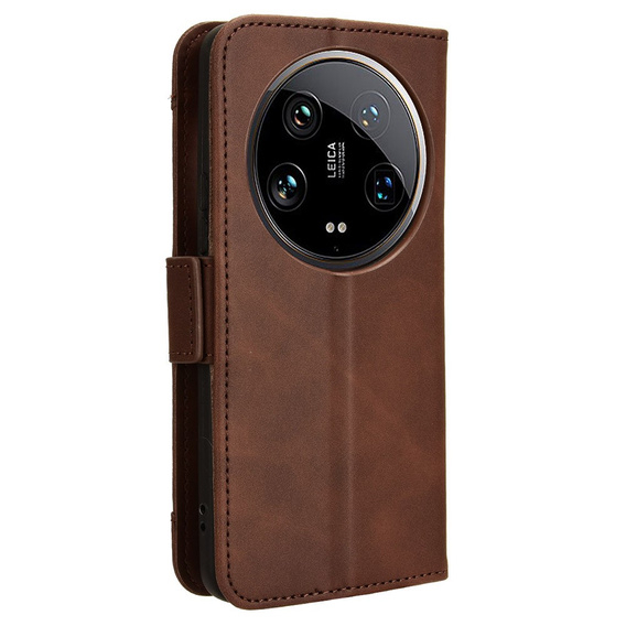 Θήκη με πτερύγιο για Xiaomi 14 Ultra, Card Slot, καφέ