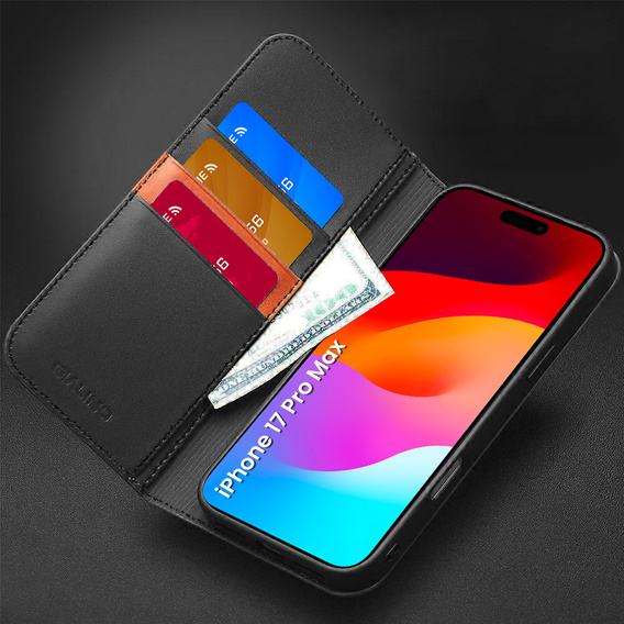 QIALINO δερμάτινη θήκη πορτοφόλι για iPhone 17 Pro Max - μαύρο