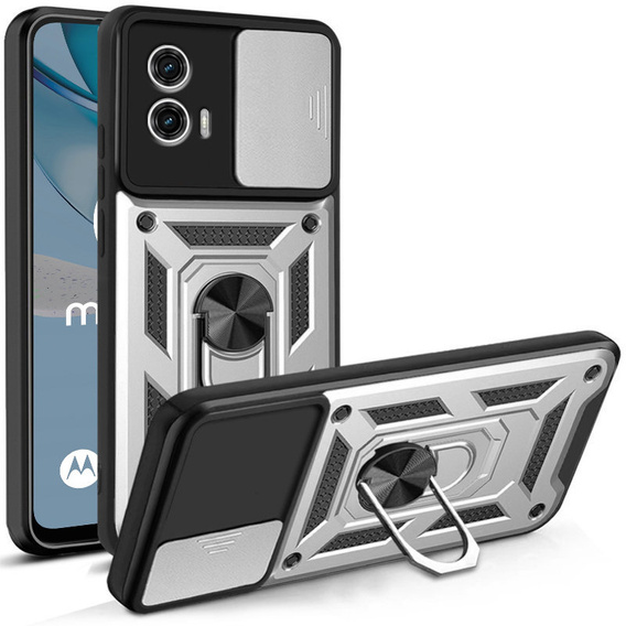 Θήκη για Motorola Moto G53 5G, CamShield Slide, ασημένιο