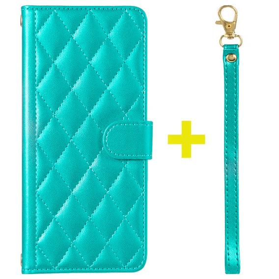 θήκη πτερύγιο για Samsung Galaxy A16, Rhombus Crossbody Leather, πράσινη