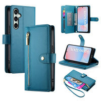 Θήκη με πτερύγιο για Samsung Galaxy S24 FE, Wallet Zipper Pocket, μπλε