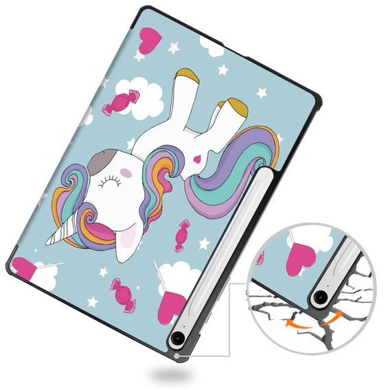 Θήκη για Samsung Galaxy Tab S9 FE, Smartcase Pen Slot, unicorn