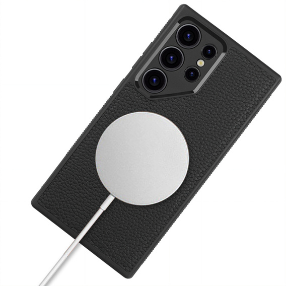 Δερμάτινη θήκη για Samsung Galaxy S24 Ultra, ERBORD LeatherGuard MagSafe, μαύρο
