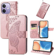 Θήκη με πτερύγιο για Oppo A40 / Oppo A40m, Butterfly, ροζ rose gold