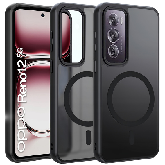 Θήκη για Oppo Reno 12 Pro, για MagSafe, ERBORD Μatt Case, μαύρη