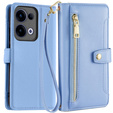 Θήκη με πτερύγιο για Oppo Reno 13, Wallet Zipper Pocket, μπλε