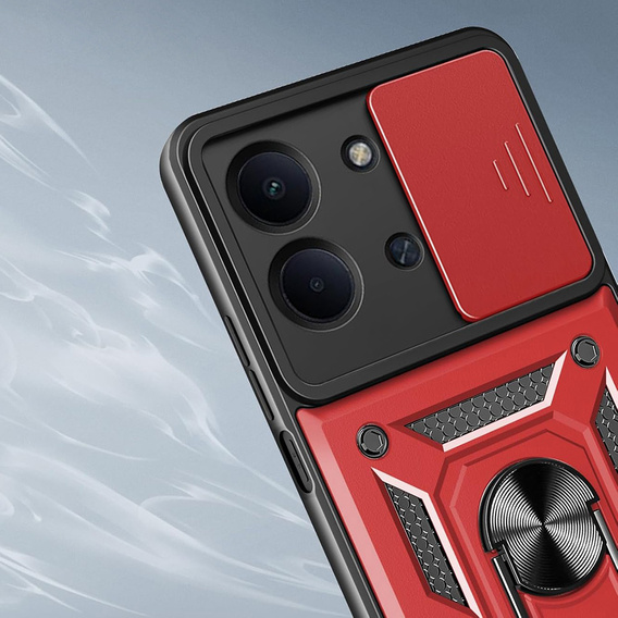 Θωρακισμένη θήκη για Xiaomi Redmi 15C 4G/LTE, με προστασία κάμερας, με βάση, κόκκινο