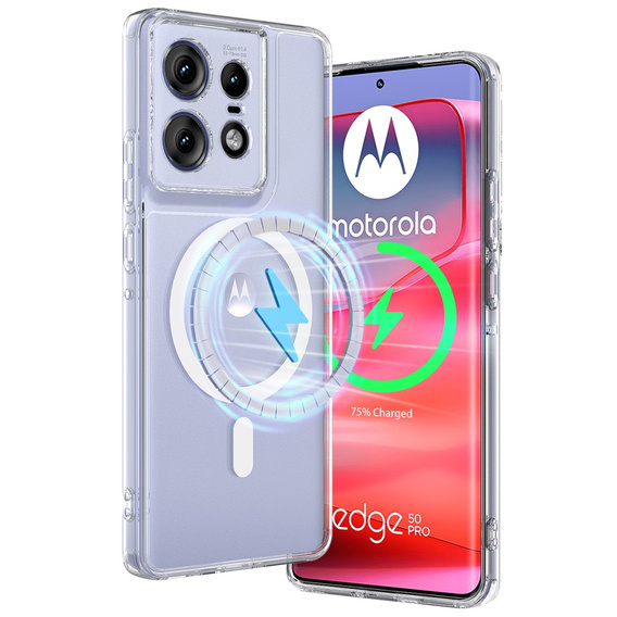 Θήκη για Motorola Edge 50 Pro, Fusion Hybrid, για MagSafe, διαφανής