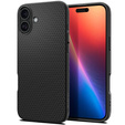 θήκη Spigen για iPhone 16 Plus, Liquid Air, μαύρη + μετριασμένο γυαλί 9H