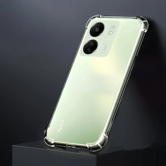 Θήκη για Xiaomi Redmi 13C, Anti-Shock, διαφανής + γυαλί 9H