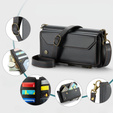 θήκη CASEME για Samsung Galaxy S24 FE, RFID Leather Wallet, με λουράκι ώμου, μαύρη