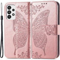 Θήκη με πτερύγιο για Samsung Galaxy A33 5G, Butterfly, ροζ rose gold