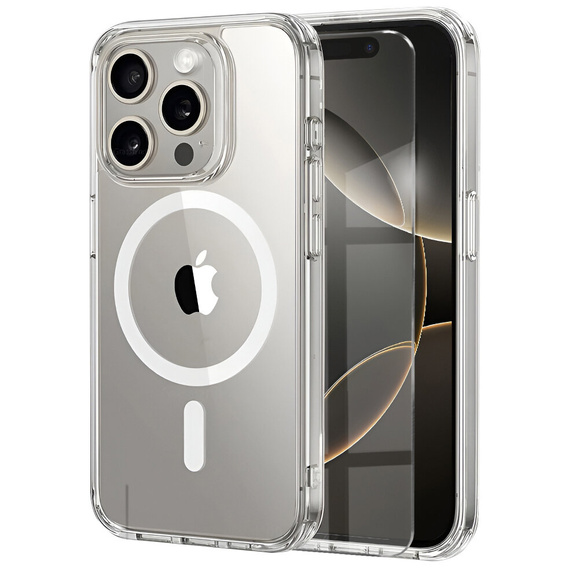 Μαγνητική θήκη MagSafe για iPhone 16 Pro Max, ERBORD CrystalMag, διαφανής + Γυαλί οθόνης