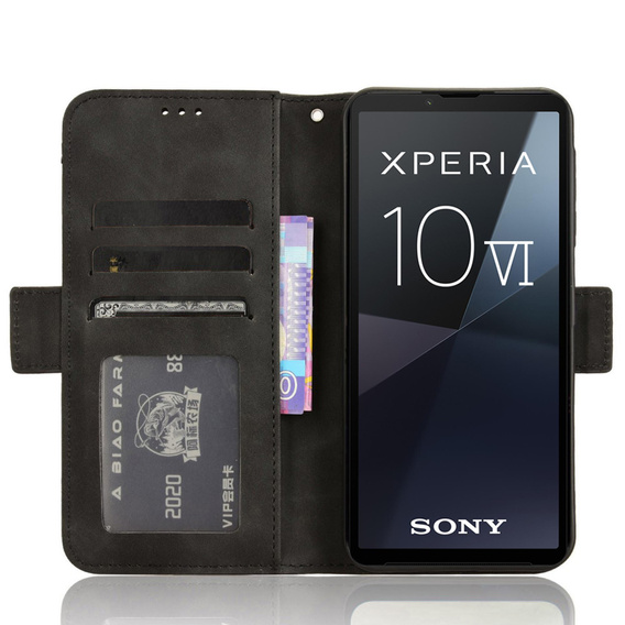 Θήκη με πτερύγιο για Sony Xperia 10 VI, Card Slot, μαύρη