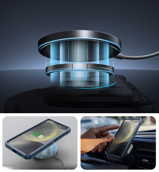 Θωρακισμένη θήκη για Samsung Galaxy S25+ Plus, Dexnor CamProtect MagSafe, μπλε (Δύο πλαίσια)
