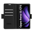 Θήκη για Oppo Reno 13F / Oppo Reno 13FS, ERBORD Glossy Litchi, πορτοφόλι με πτερύγιο, μαύρη