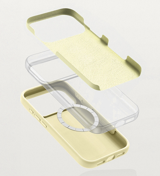 Θήκη σιλικόνης για iPhone 17 Pro Max, για MagSafe, αντικραδασμική, κίτρινη