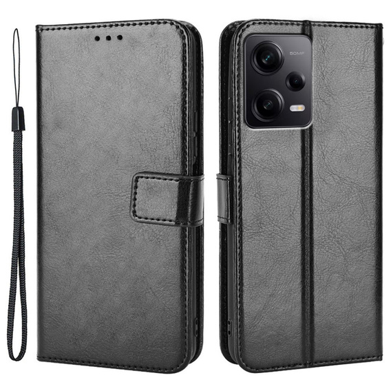 Θήκη με πτερύγιο για Xiaomi Redmi Note 12 Pro+ 5G, Crazy Horse Wallet, μαύρη