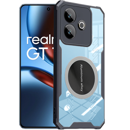Θήκη για Realme GT 7 / 7T, με μαγνητική πλάκα, διαφανής / μαύρη