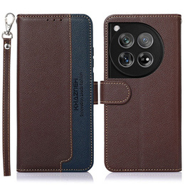 θήκη flip για το OnePlus 12 5G, KHAZNEH RFID, καφέ / μπλε